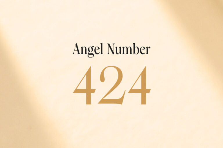 angel number 424 written on a beige background