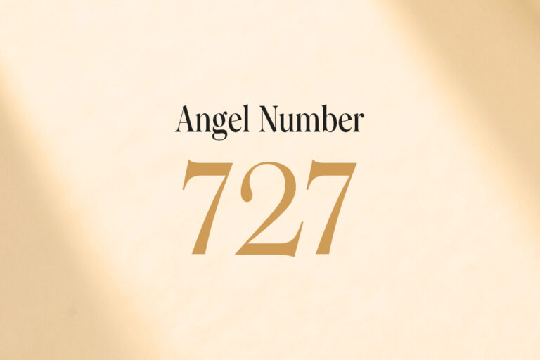 angel number 727 written on a beige background