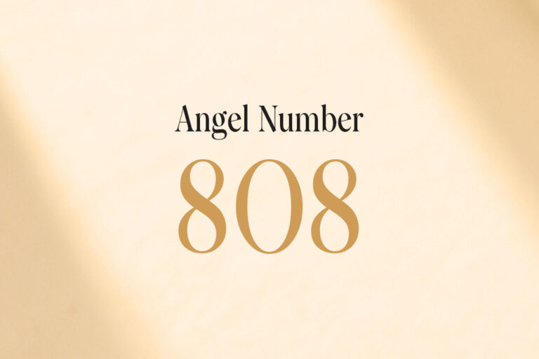 angel number 808 written on a beige background