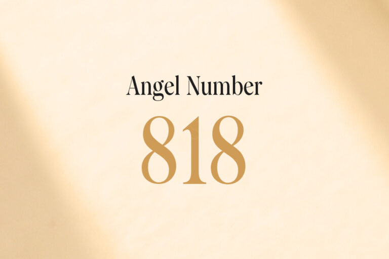 angel number 818 written on a beige background