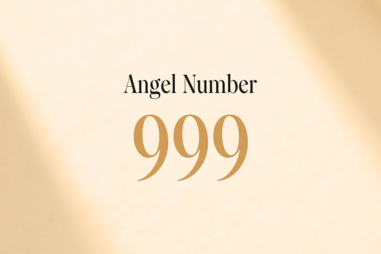 angel number 999 written on a beige background