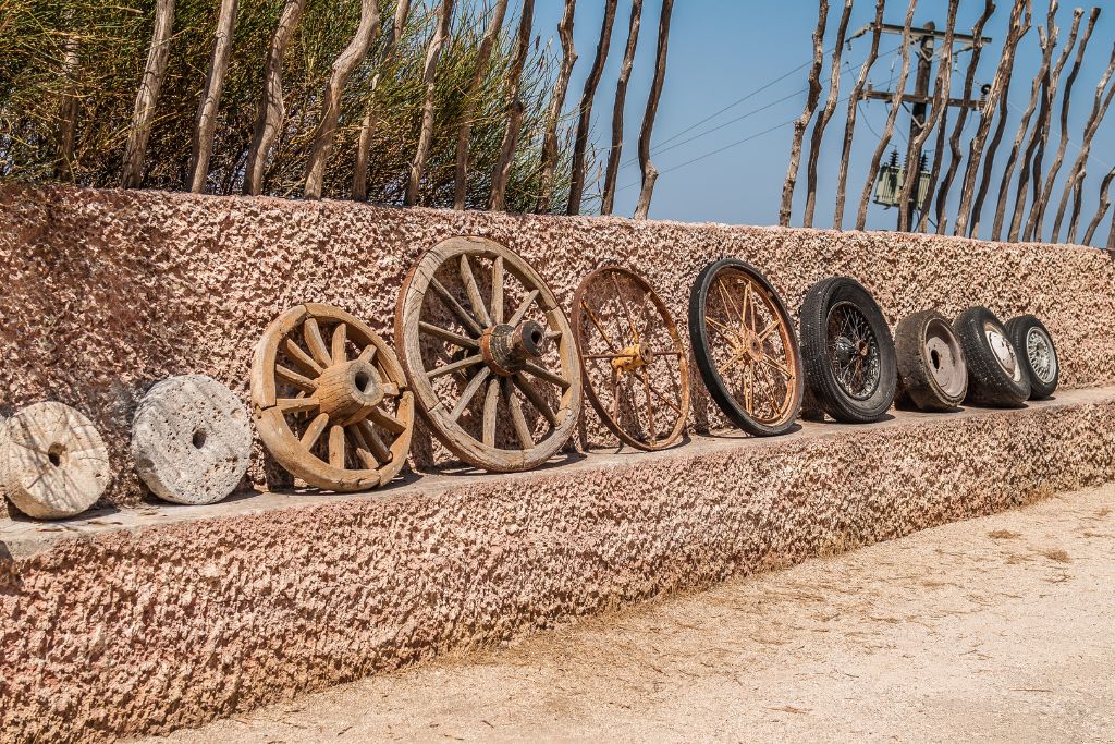 The evolution of the wheel on a concrete step