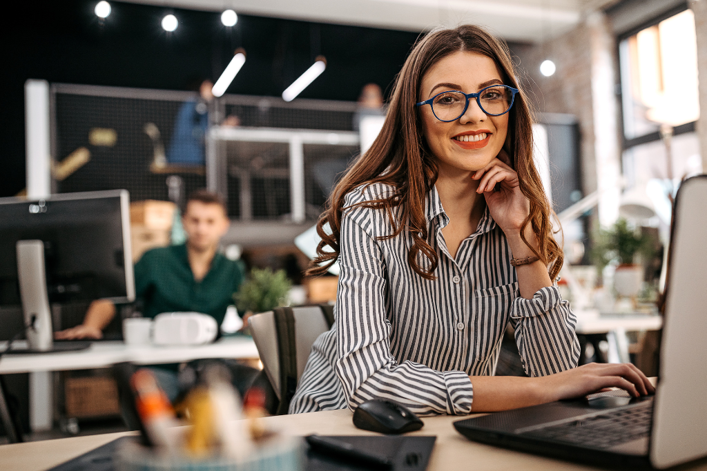 lady at the office smiling