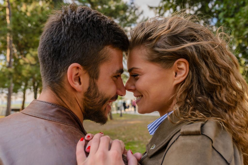 sweet couple looking at each others' eye