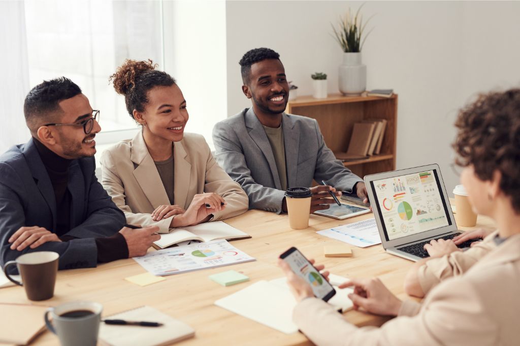 people working together inside their office