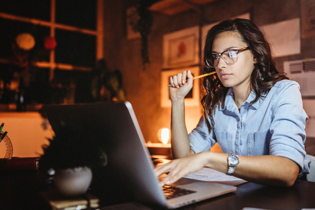 woman working with her laptop