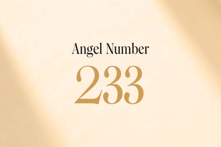 angel number 233 written on a beige background