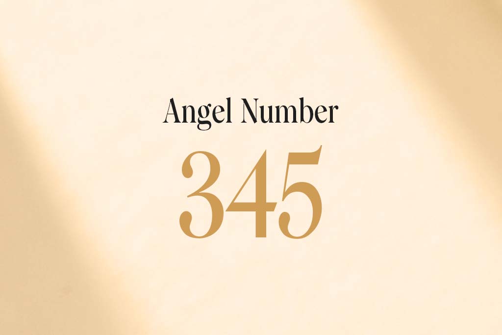 angel number 345 written on a beige background