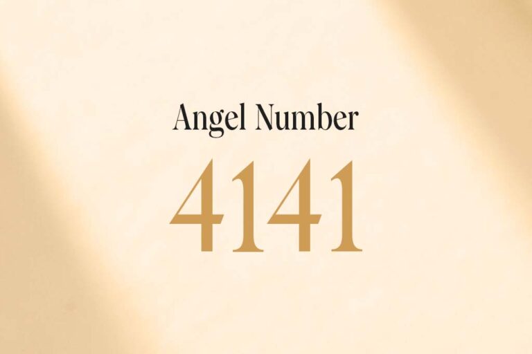 angel number 4141 written on a beige background