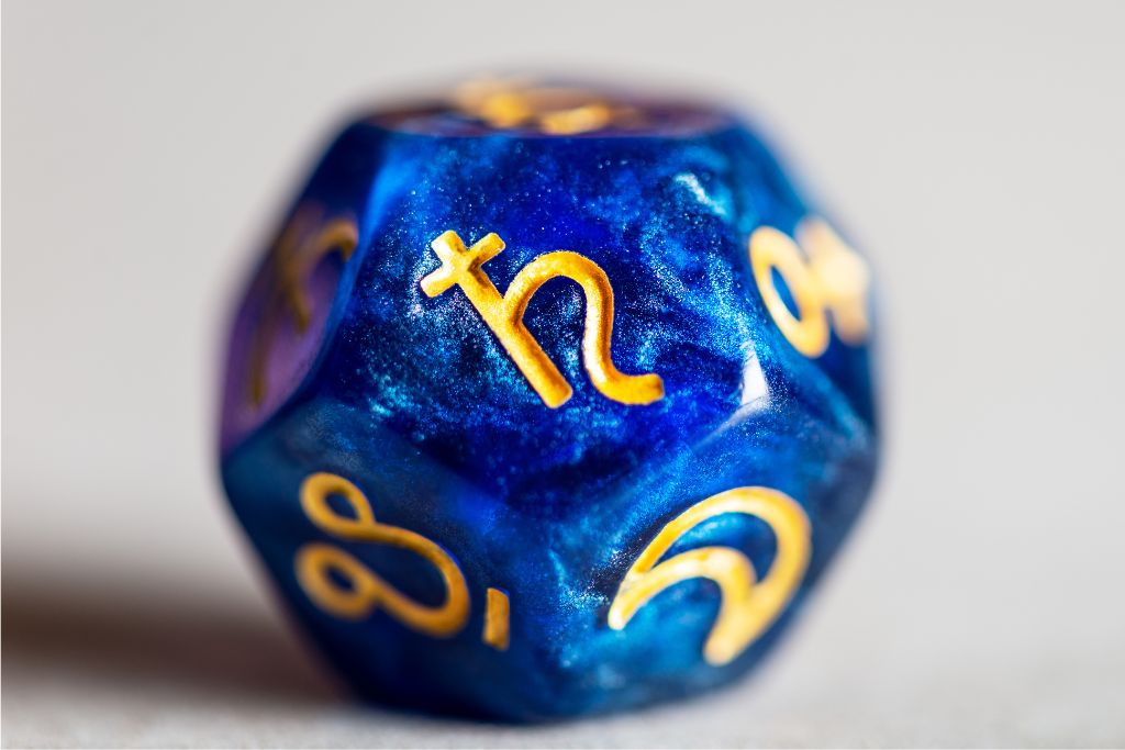 Astrology dice symbol of planet Saturn on a white background