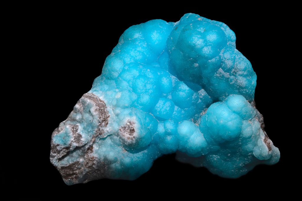 A Hemimorphite on a black background