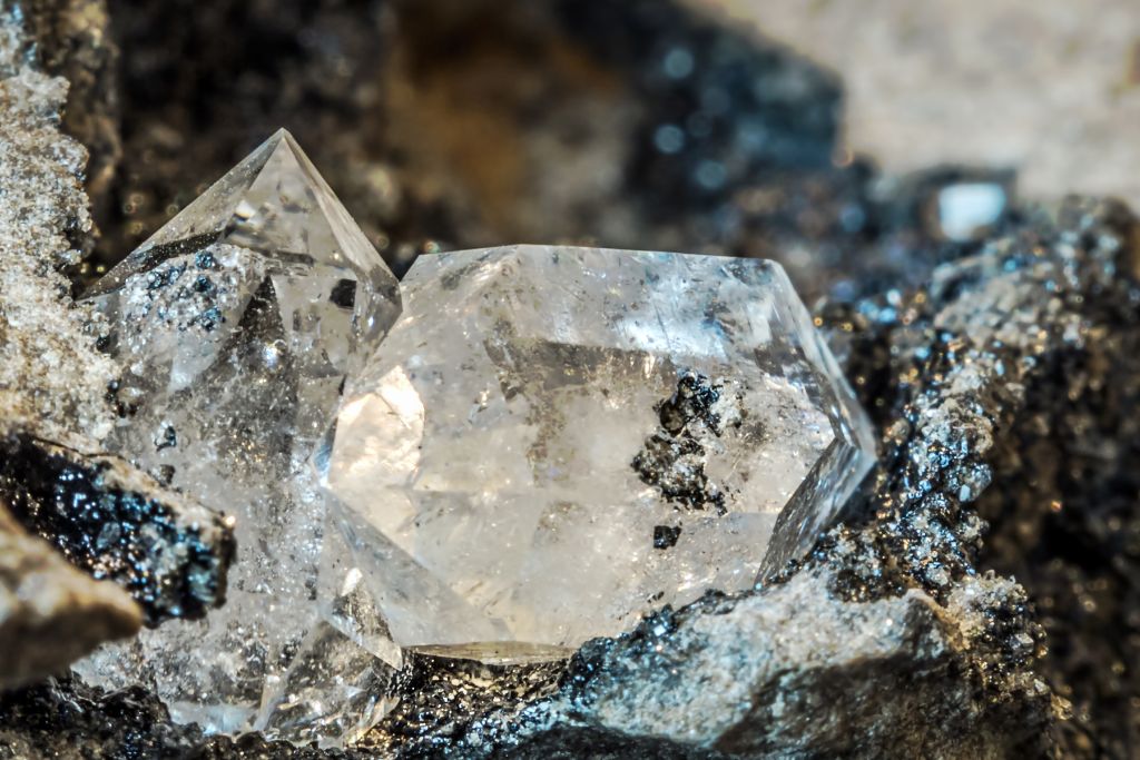 A Herkimer Diamond on a rock