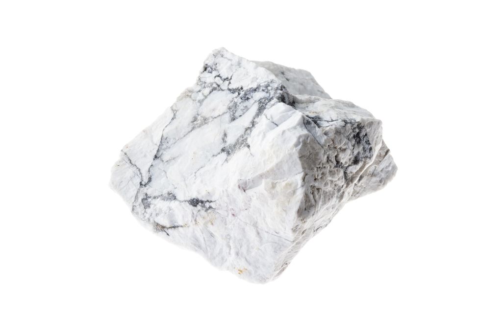Howlite stone on a white background