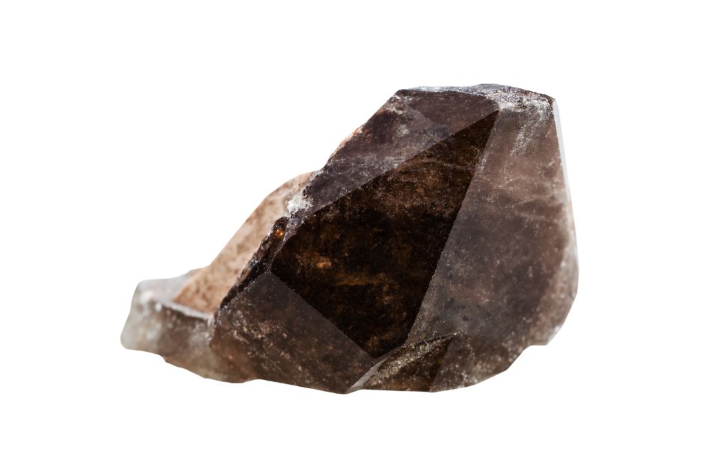 Morion Smoky Quartz on a white background