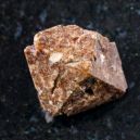 Zircon crystal on a black granite