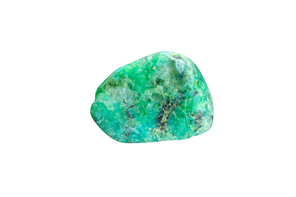 Tsavorite Garnet - a green gemstone in a white background