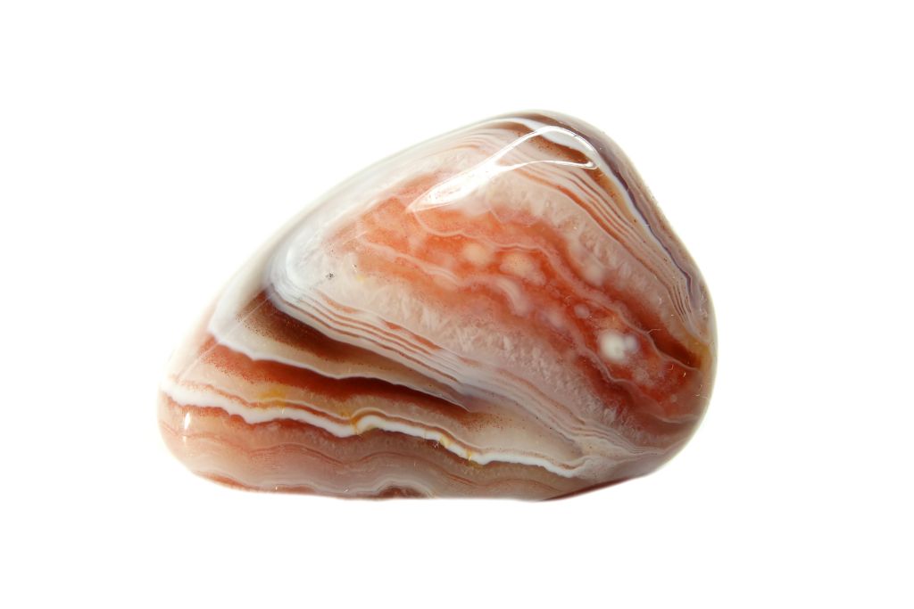 pink lace agate on white background