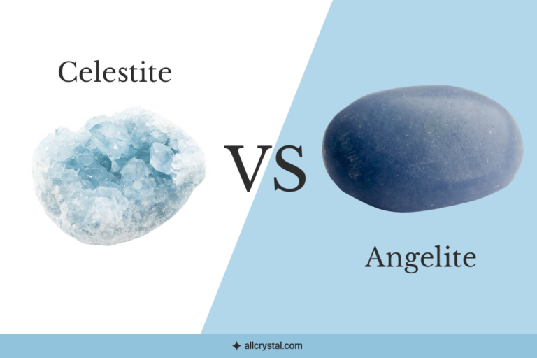 A custom featured graphic for celestite vs angelite