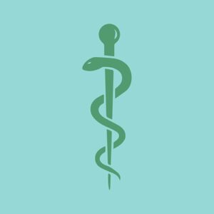 A custom graphic icon for Asclepius