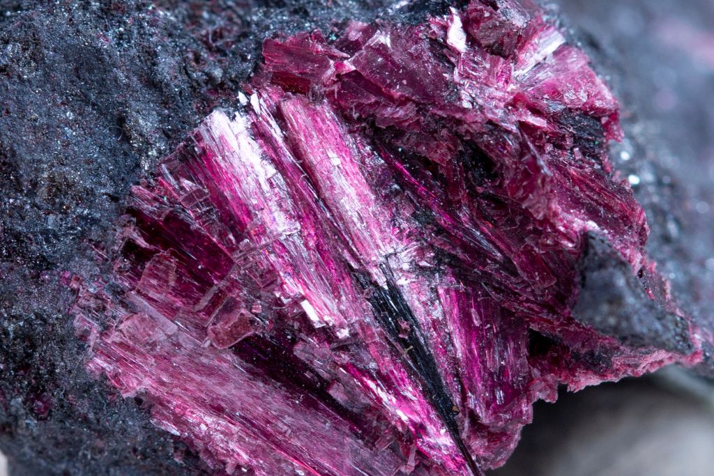 A close up image of an Erythrite crystal