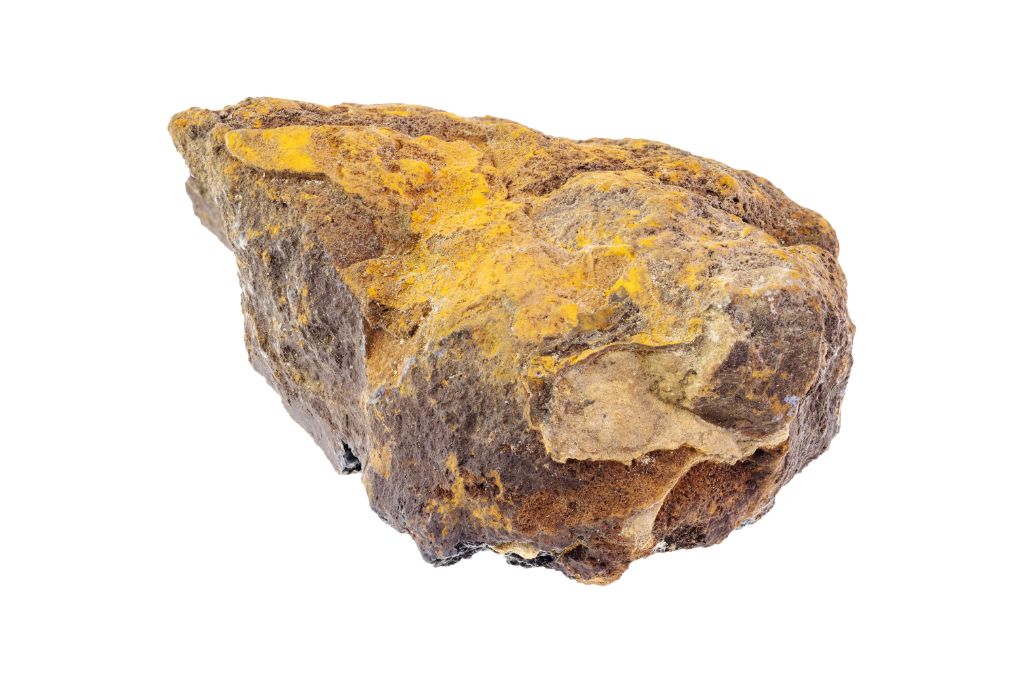 A limonite crystals on a white background