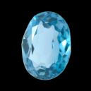 A polished london blue topaz on a black background