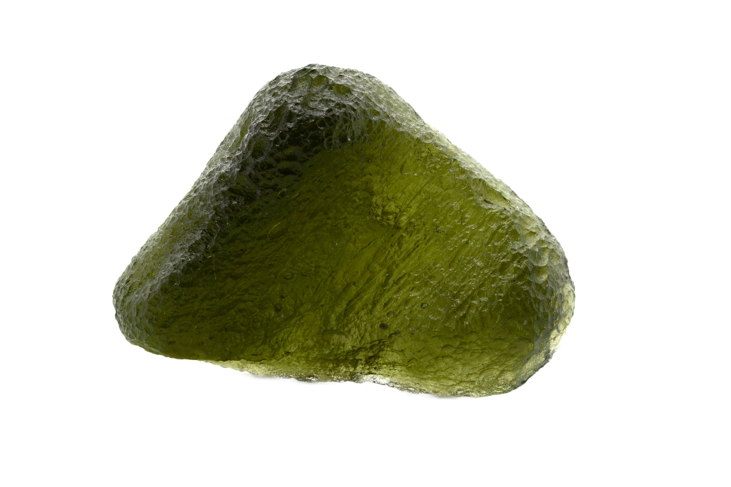 Moldavite on a plain white background 