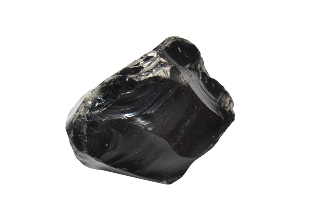 obsidian crystal on a white background