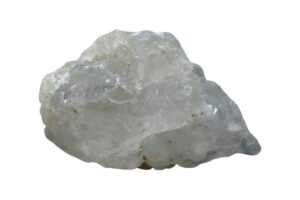 A Pollucite crystal on a white background. Source: Etsy | TheGlobalStone