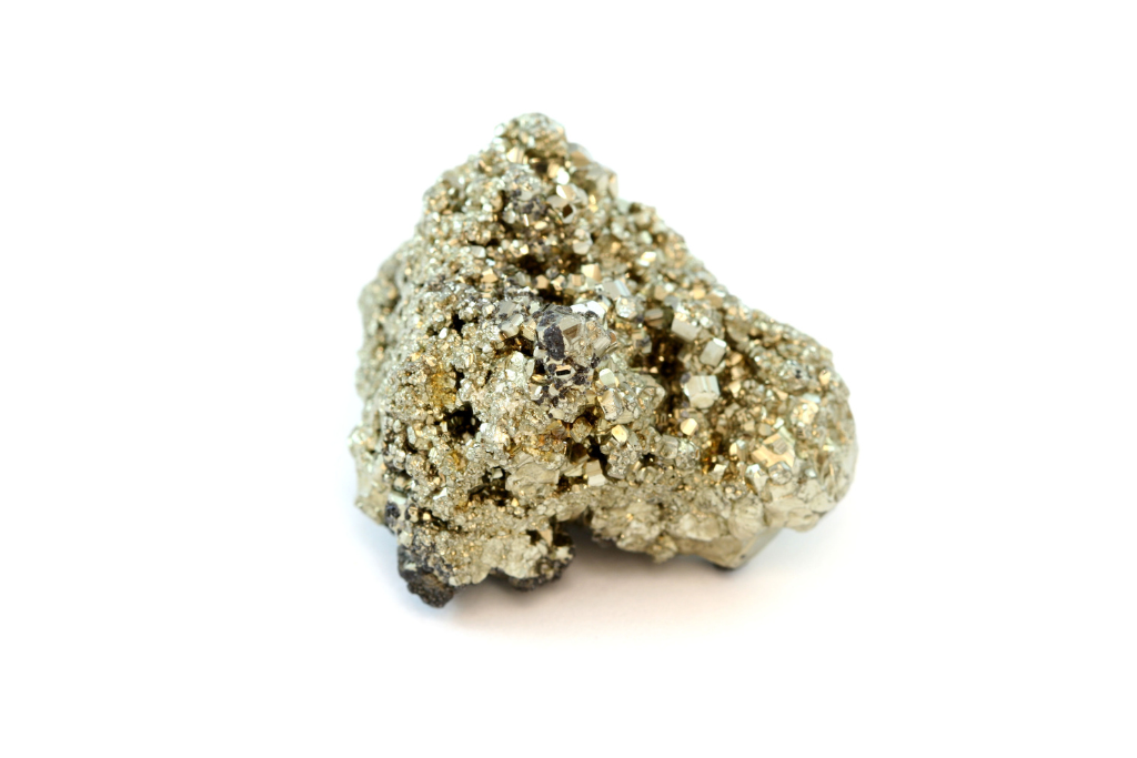 Pyrite on a white background