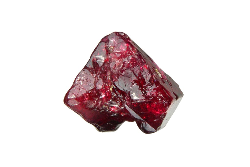 Ruby crystal on a white background