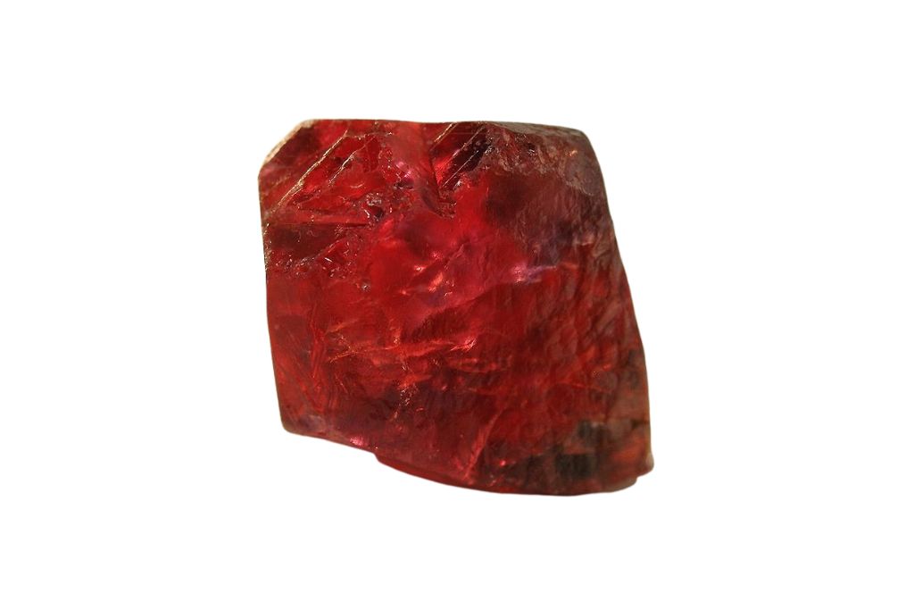 Ruby crystal on a white background