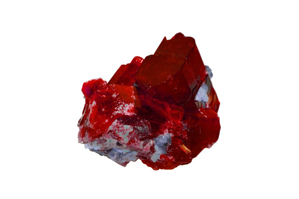 ruby crystal on a white background