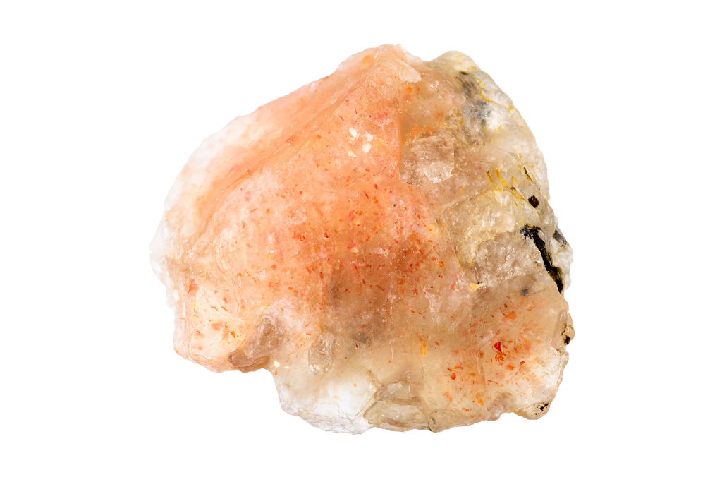 Sunstone crystal on a white background