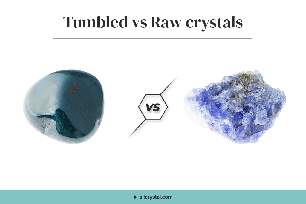 A custom graphic for Tumbled vs Raw Crystals