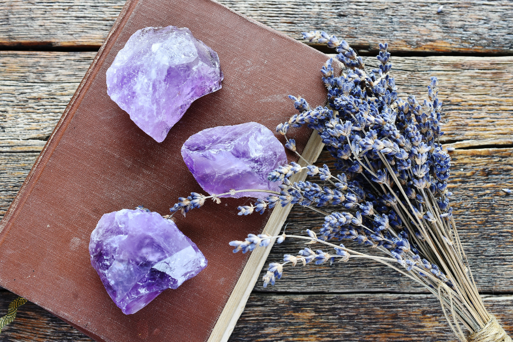 photo of amethyst and purple herbs