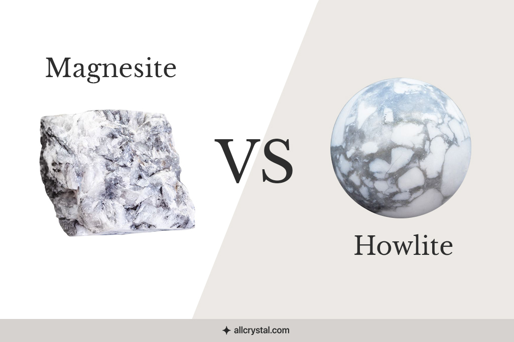 A custom featured graphic for magnesite vs howlite