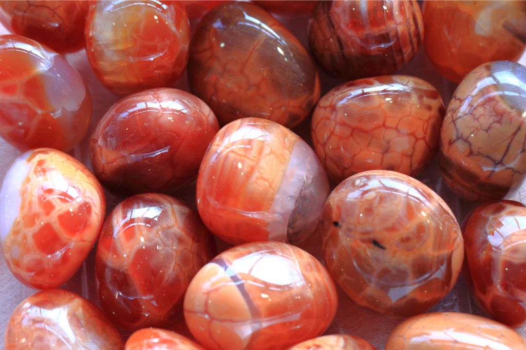 irregular red fire agate crystals