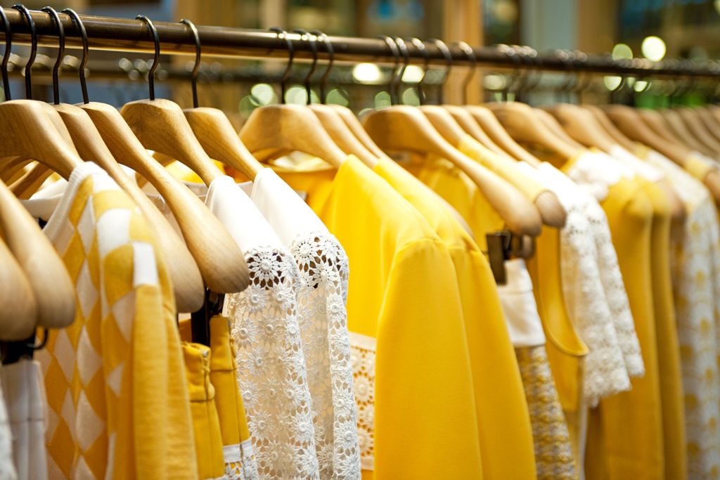 yellow clothes on the rack
