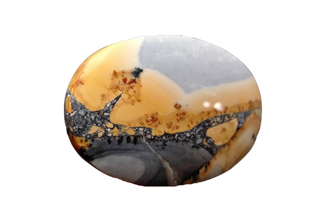 polished Agate Jasper on a white background