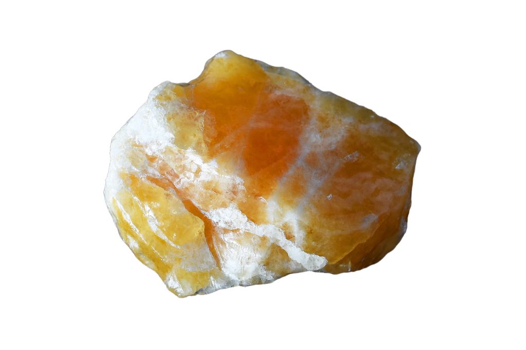 A Golden Honey Calcite on a white background