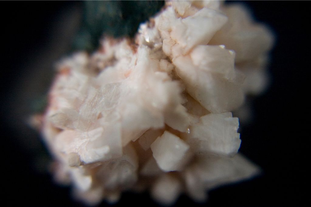 close up look of Heulandite on a dark background