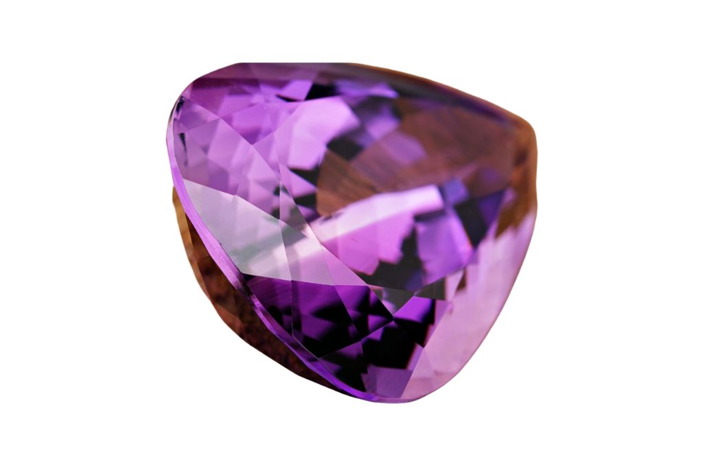 Amethyst crystal on a white background