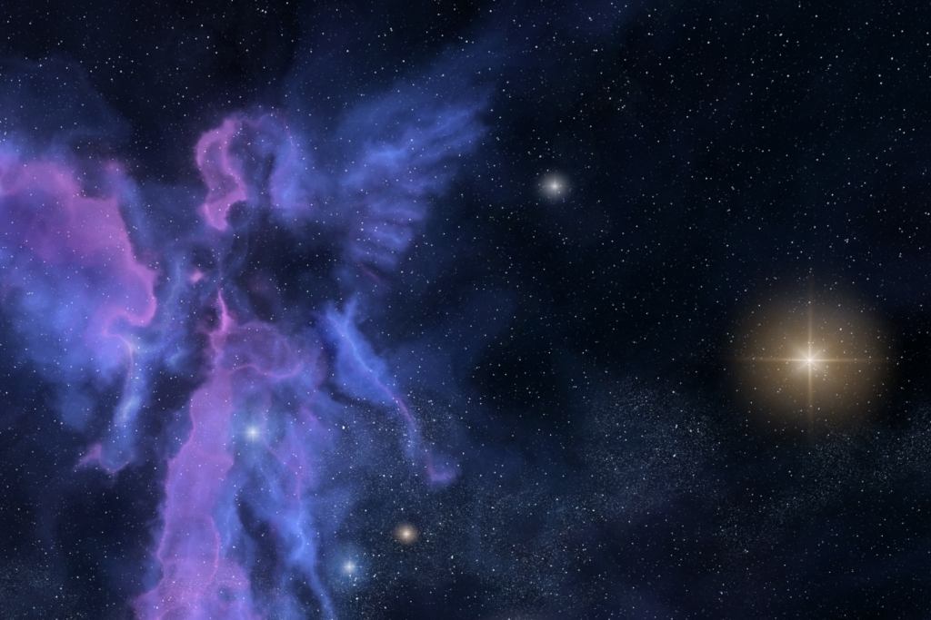 universes with nebula forming an angel