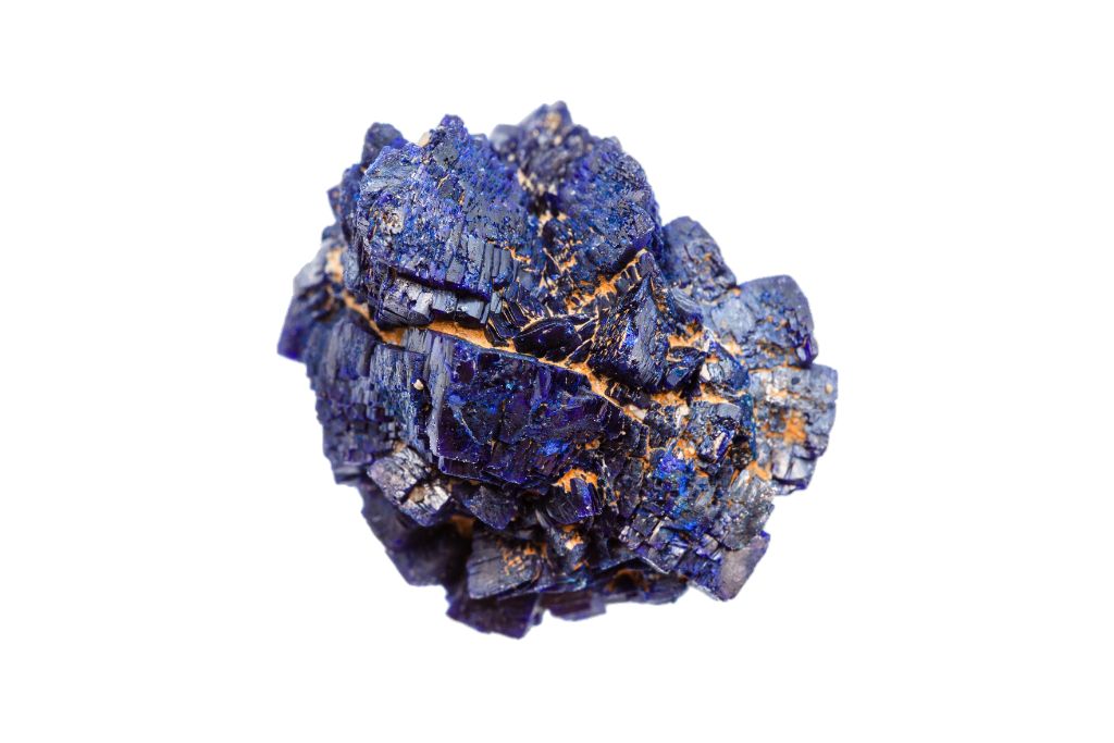 Azurite crystal on a white background