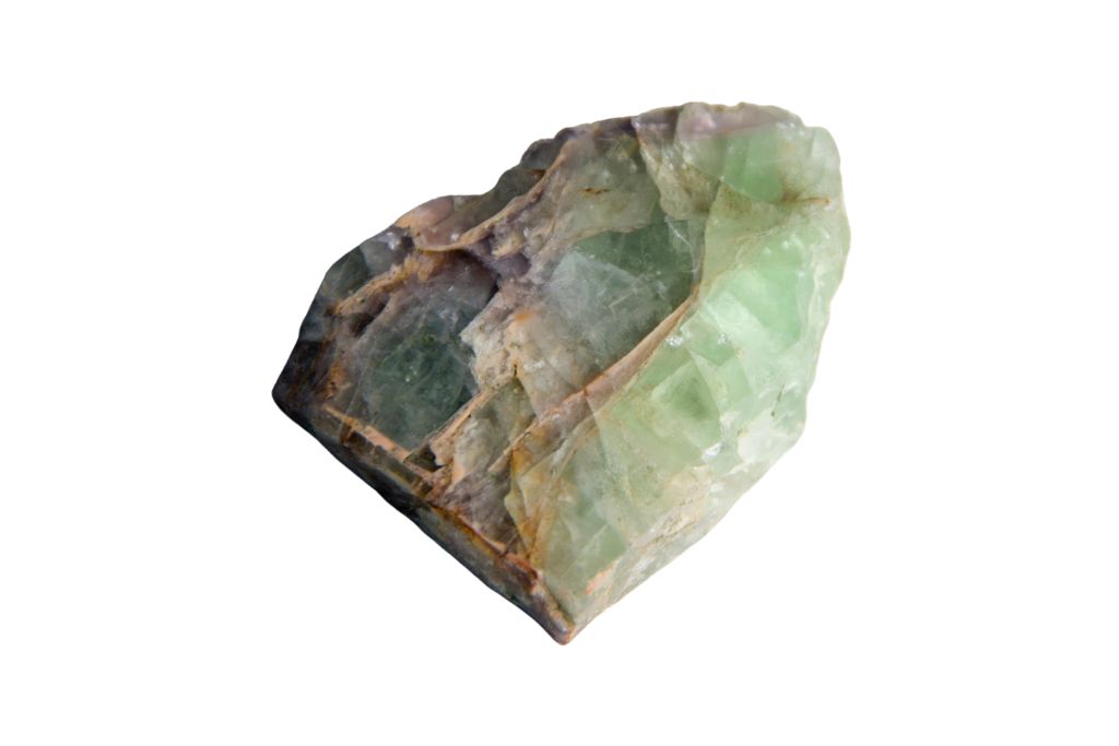 Fluorite crystal with white background