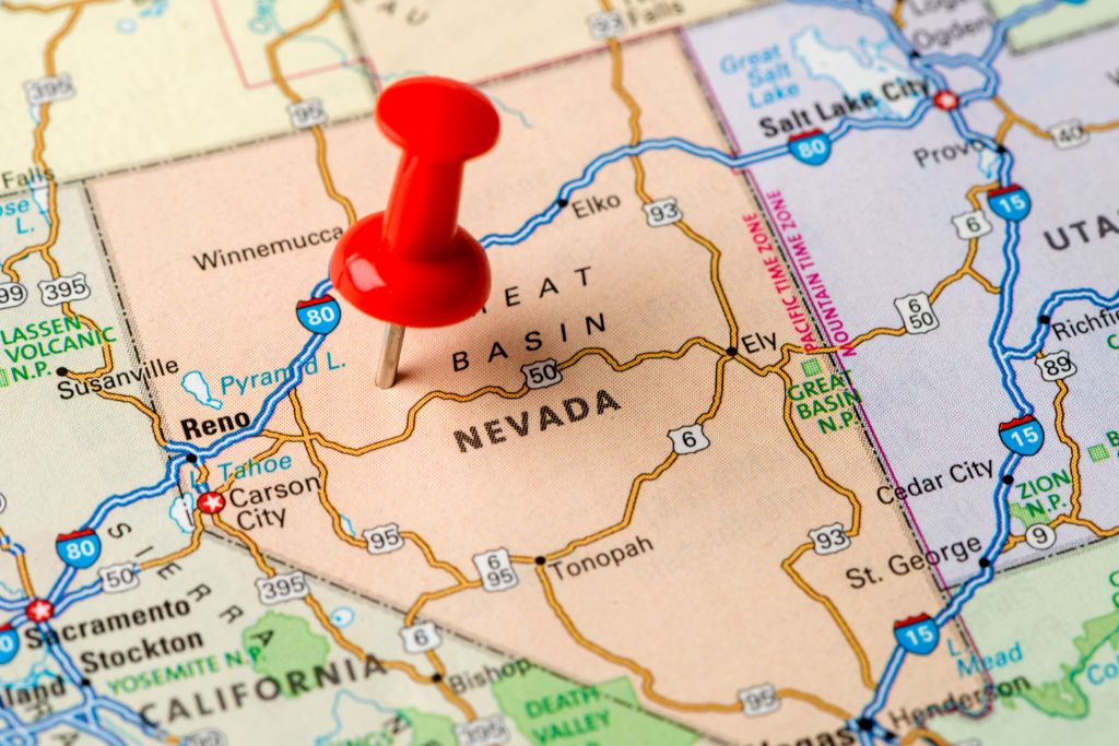 A Nevada map pinned