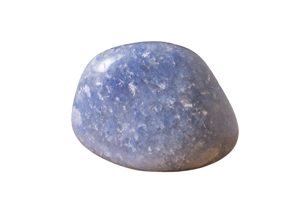 Polished Dumortierite quartz on white background