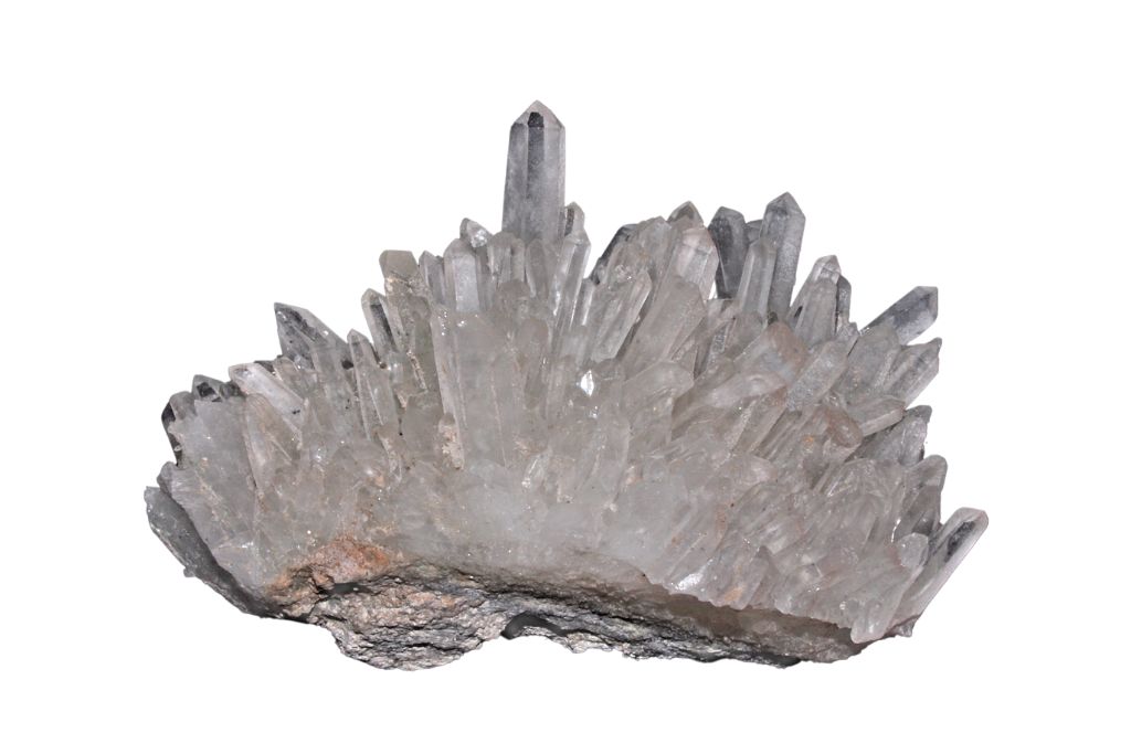 Quartz crystal on a white background