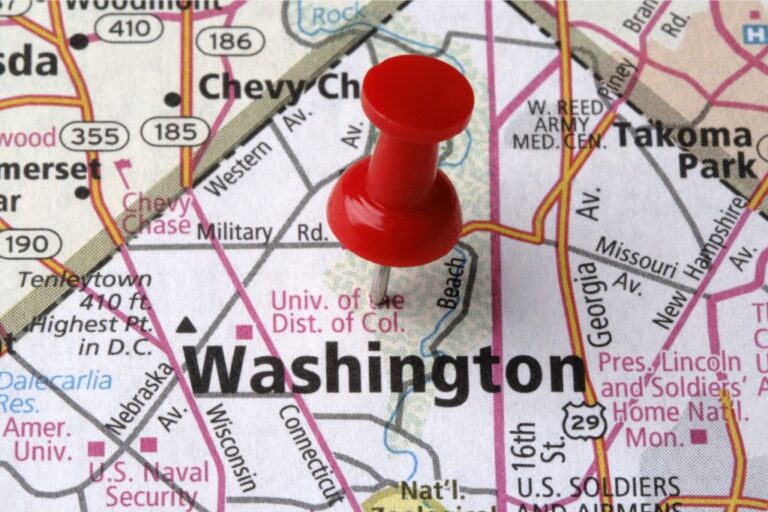 washington state map with red pin